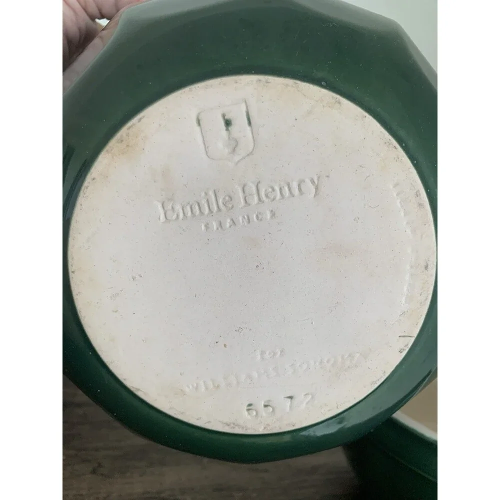 Emile Henry France Williams Sonoma 3 Pc Nesting Mixing Bowl Set Green Stoneware